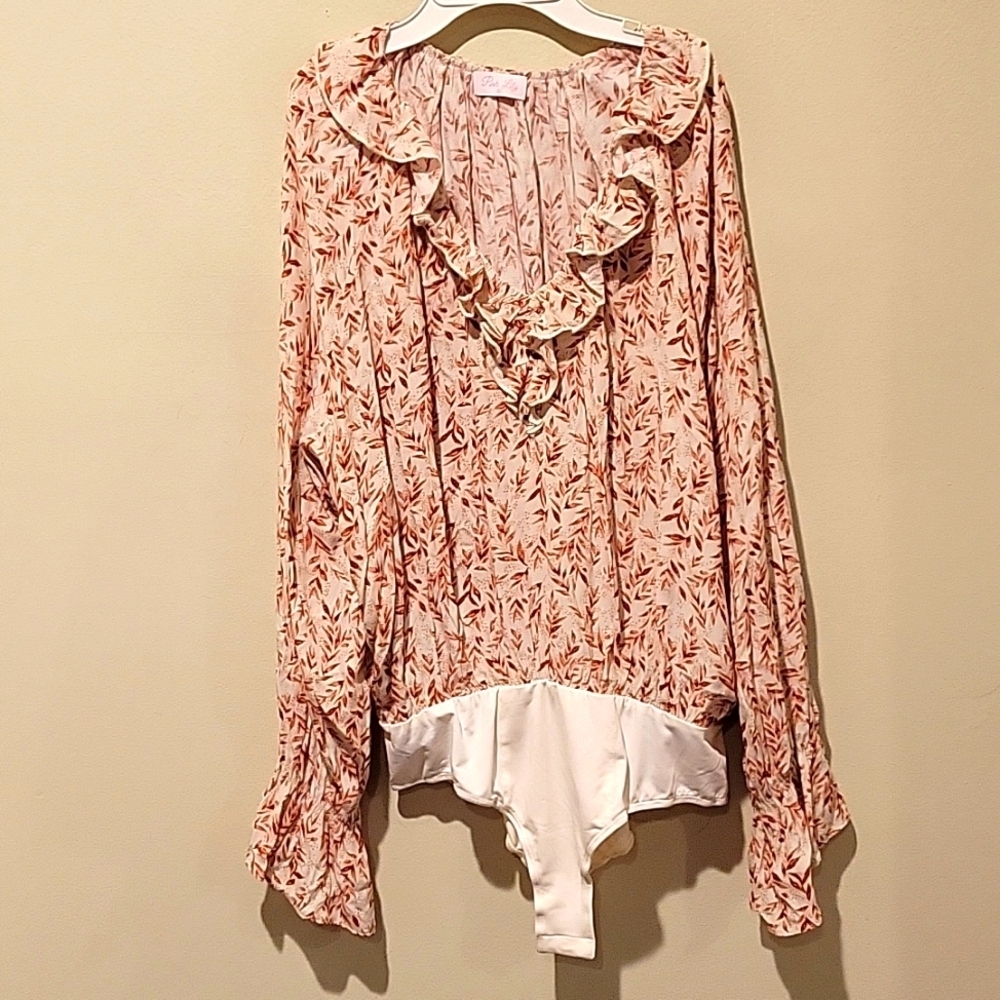 ❤️ NWOT! PINK LILY DUSTY ROSE RUFFLE BODYSUIT, XL